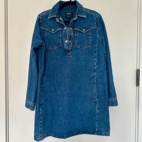 APC Mia Demin Long Sleeve Mini Dress, Size 36 - Picture 2 of 3